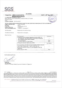 Food Grade Certificate 781FG